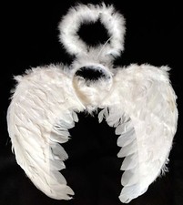 WHITE ANGEL FAIRY WINGS AND HALO XMAS ANGEL FANCY DRESS NATIVITY PLAY CHRISTMAS 