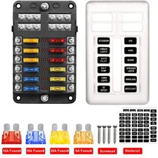 12 Way Blade Fuse Box Block & Auto Marine FuseBox Holder 12V 32V Bus Bar Car Kit