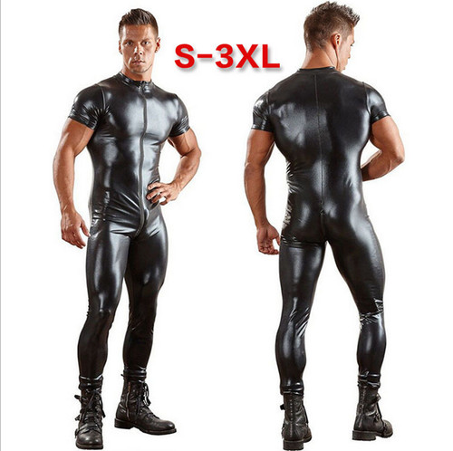 Man patent leather bodysuit - man,