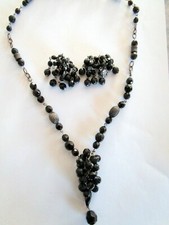 Vintage Jet Black Glass Beaded