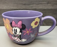 Disney Store Large Lavender Minnie Mouse Soup Style Mug 3 Happy Minnie Poses