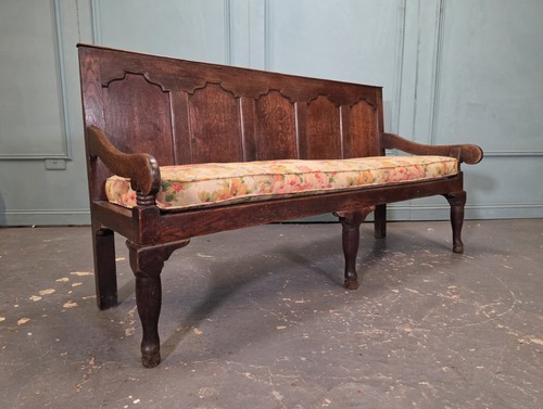 Large antique oak bench with - large,