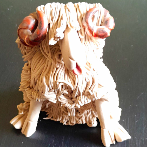 Ceramic sheep figurine beige - ceramic, &