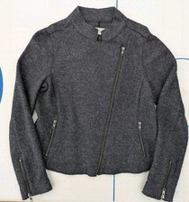 Women's Hobbs Florence Biker Jacket Wool Blend Size UK 12 Charcoal Grey VGC