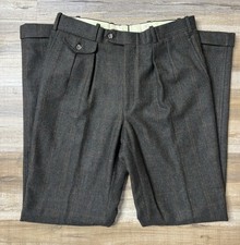 Southwick Sturtevant 100% Wool Dress Pants Mens 32x33 Herringbone Cuffed Hem VTG