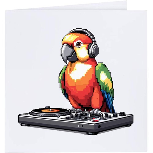 Pixel style parrot - dj, parrot'