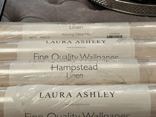 PRICE FOR 4 Rolls Of Laura Ashley Wallpaper ‘Hampstead’ with Glitter Inks Linen
