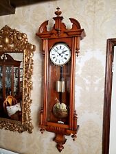 Antique 2 weight Austrian Vienna regulator wall Clock walnut case.