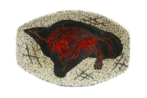 Vintage mcm pottery bowl - vintage, red