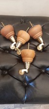 Wooden Sofa or Chair Legs with Brass Castors x 4