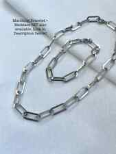 Unisex Chunky Silver SET Link Choker Necklace Stainless Steel Oval Paper Clip