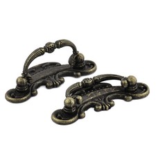 Chest Box Suitcase Drawer Retro Style Pull Handle Bronze Tone 2 Pcs