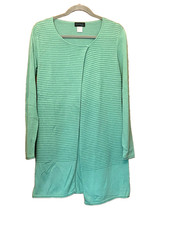 Creation L Size 10 fit 12 Jade Green Ribbed Longline CARDIGAN £42 Autumn Winter