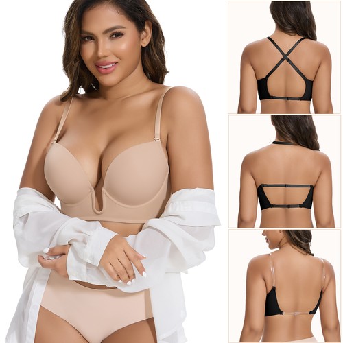 Backless bra with clear straps - bra,