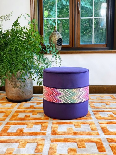 Purple upholstered ottoman - purple,