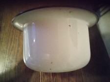 vintage WHITE enamel childs chamber pot /planter Dia 8 1/2'' Ht ~4 1/4''