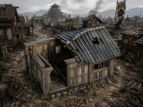 Japanese samurai ruined house - japanese,
