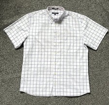 Gant Men's Short Sleeve Shirt Size L White Check Palm Springs Poplin Regular Fit