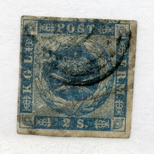 Denmark 1854 2sk blue - denmark,