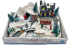 Christmas Village Snow Scene LED Lights Moving Figure 30x18cm | C49 G431