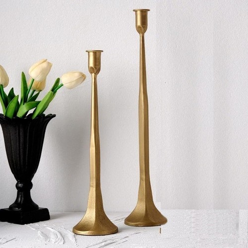 Gold candlestick holders - candlestick,