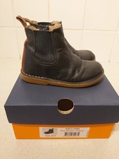 PETASIL Unisex Childs Chelsea Style Boot 'KAZ' In Navy/tan UK Size 9 EU27