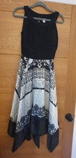 Sangria Signature Occasion Party Dress Uk 10 Black White Handkerchief Hem Midi