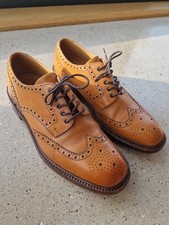 Loake Leather Brogue Shoes Chester Tan UK 8 RRP £299 Amazing Condition!