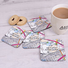 Football Ground Stadium Map On Set of 4 Coasters Gift Supporter Fan Birthday
