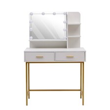 White Dressing Table Gold Legs