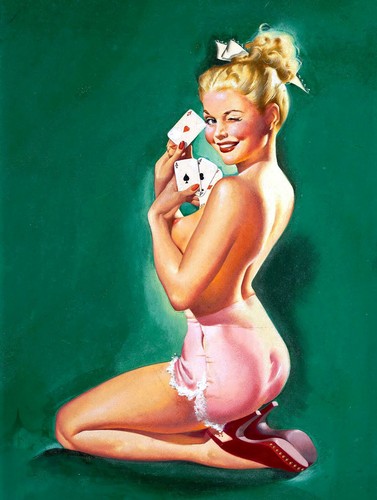 Poker pin girl - pin, retro