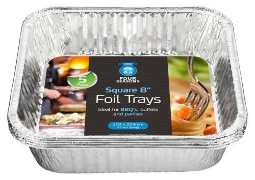 5pk square foil tray - foil,