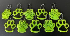 10 x Reflective Hi Vis Keyring Safety Dog Paw Charms Pendant Keychain Zipper