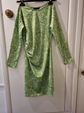 Lime Green Swirl 70s Hippy Dress Size L