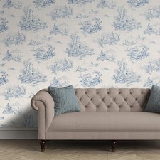 Classic blue wallpaper toile - wallpaper,