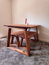 ARTEMIS Solid Wood Trapezium Dining Table Bench Handmade Rustic Scandi Farmhouse
