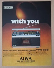 Aiwa portable stereo cassette tape recorder TPR930 Original UK Press Advert 1976