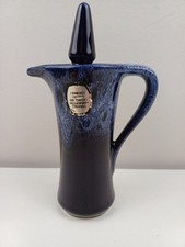 Kernewek Pottery Cornwall Glossy Floral Decorated Blue Small Gravy Jug 17Cm