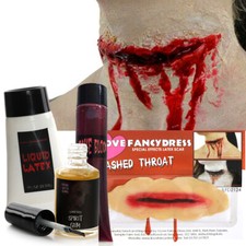  SLASH CUT THROAT SCAR HALLOWEEN FANCY DRESS ACCESSORY BLOODIED WOUND SLASHED
