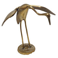 Egret Heron Bird Looking For Fish Heron Egret Bird Standing Solid Brass Vintage