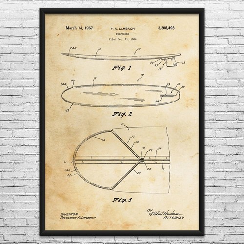 Surfboard patent wall - patent, art
