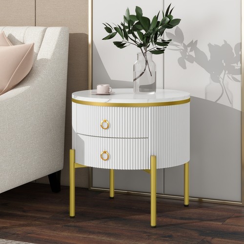 Side table drawers - side, white