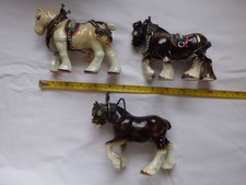 China/Porcelain 3 Horse Figures - Vintage - In Good Presentable Condition.