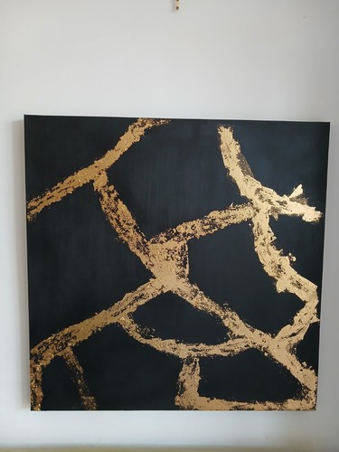 Abstract acrylic gold leaf - abstract,