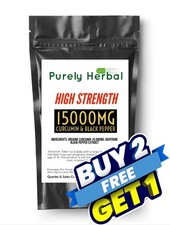 High-Strength 15,000mg Curcumin Turmeric Tablets Capsules Black Pepper - UK Made