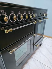 ALL ELECTRIC RANGEMASTER 110CM RANGE COOKER BLACK AND BRASS.  Ref--ED301
