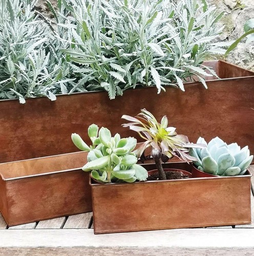Rust metal long - rust, planter
