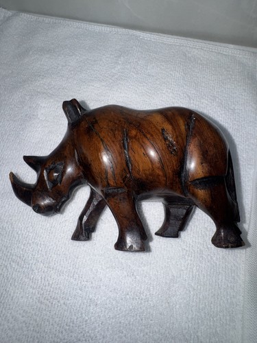 Vintage wooden rhino - vintage,