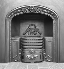 CAST IRON FIREPLACE FIRE INSERT / ARCHED VICTORIAN / GEORGIAN / REGENCY STYLE
