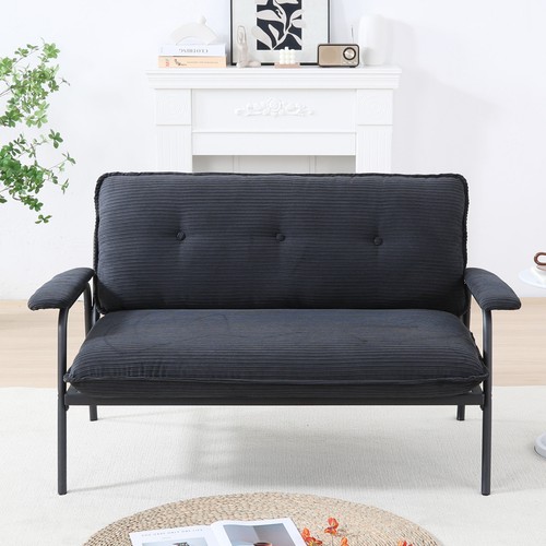Black corduroy seat sofa - corduroy, 2-seat